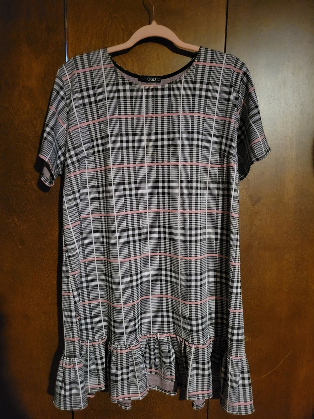 Pink & Black Plaid Mini Dress